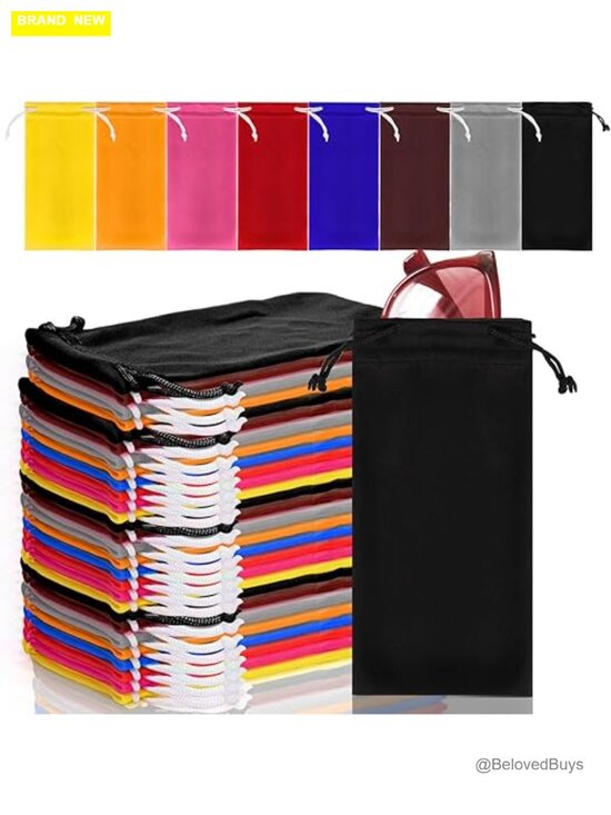 80 Pack Microfiber Glasses Pouch Drawstring Closure Eyeglass Case main image 7